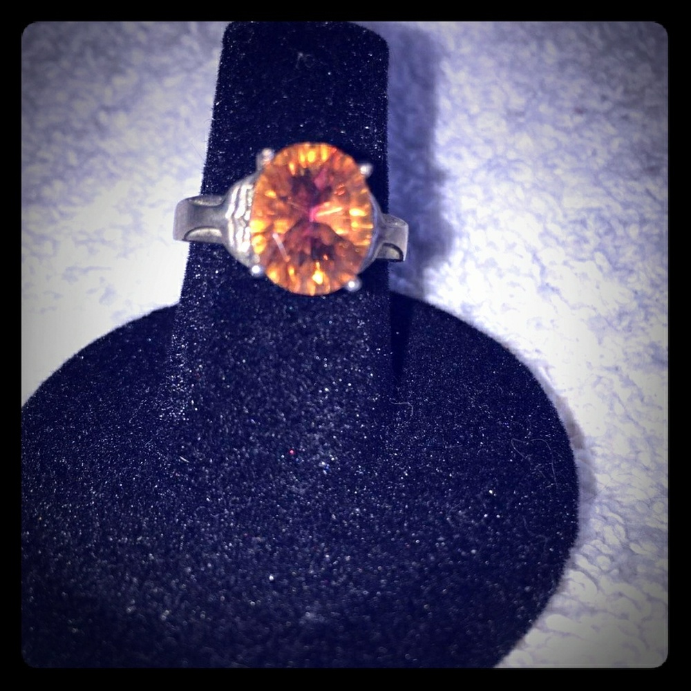 Orange citrine alaskan whale tail ring